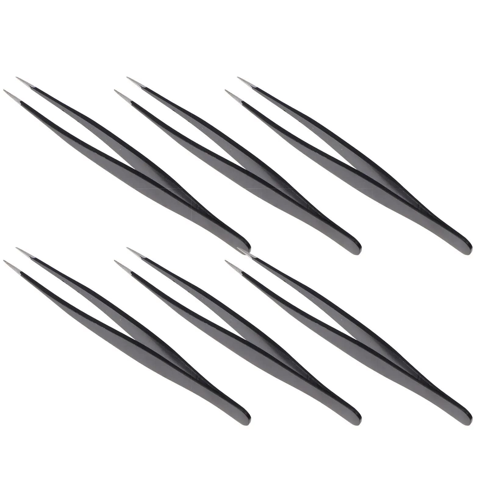 Set di 6 Pinzette in Acciaio Inox Multifunzione per Applicazione Ciglia Finte ed Extension, Accessori di Bellezza