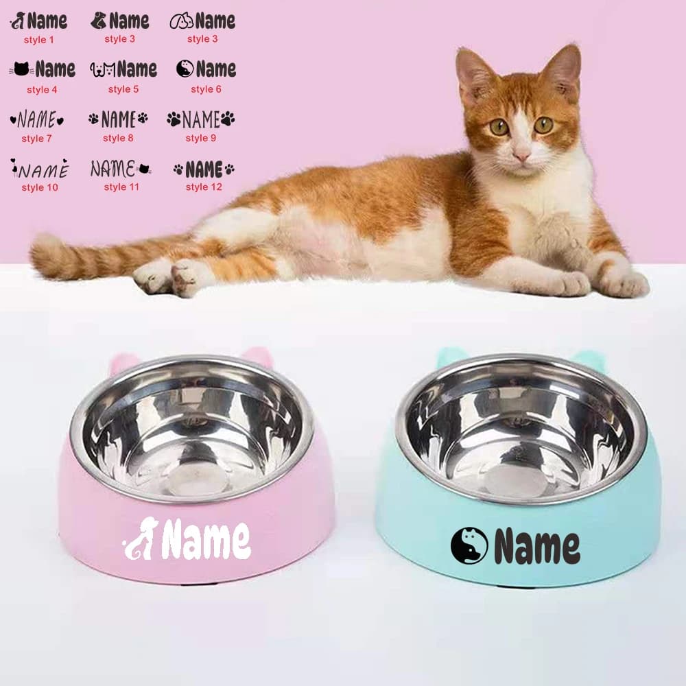 Ciotola per cani gatto personalizzata 15 gradi sollevata base per cuccioli antiscivolo cibo per gatti potabile alimentatore per acqua in acciaio inossidabile inclinazione protezione collo animale domestico