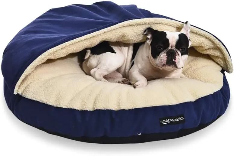 Comoda Cuccia a Grotta per Cani e Gatti, con Cappuccio Rimovibile, Adatta a Animali Fino a 13,6 kg, Blu