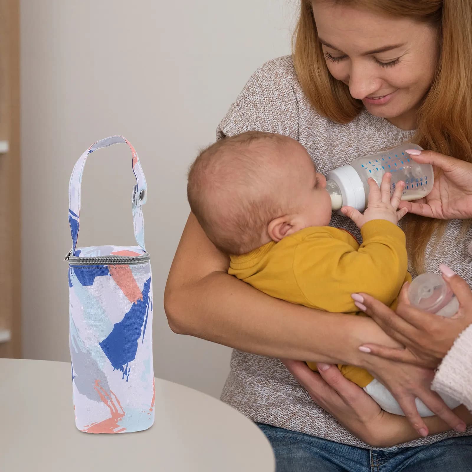 Borsa Termica Portatile per Biberon, Borsa Frigo per Passeggino, Contenitore per Latte Materno, Ideale per Mamme in Viaggio e Asilo Nido