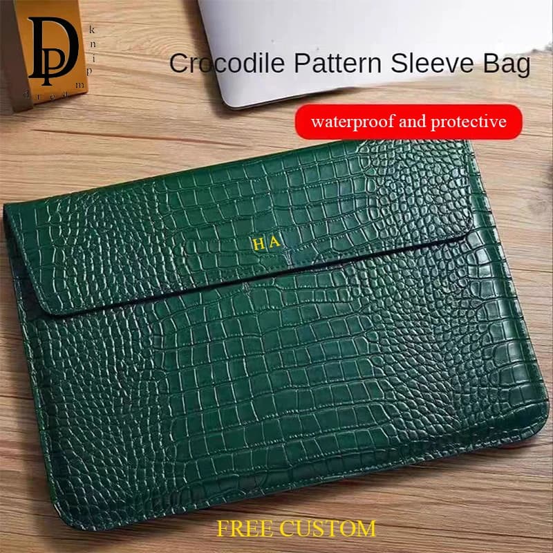 Incidi il nome Borsa a tracolla per laptop con motivo coccodrillo Borsa per laptop impermeabile di lusso in pelle Borse portaoggetti per computer notebook di moda