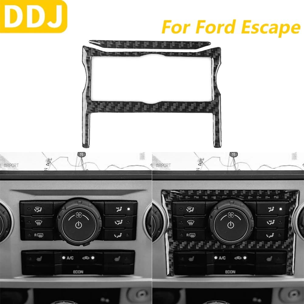 For Ford Escape 2008-2012 Carbon Fiber Central Air Conditioning AC Control Frame Trim Cover Car Accessories Decoration