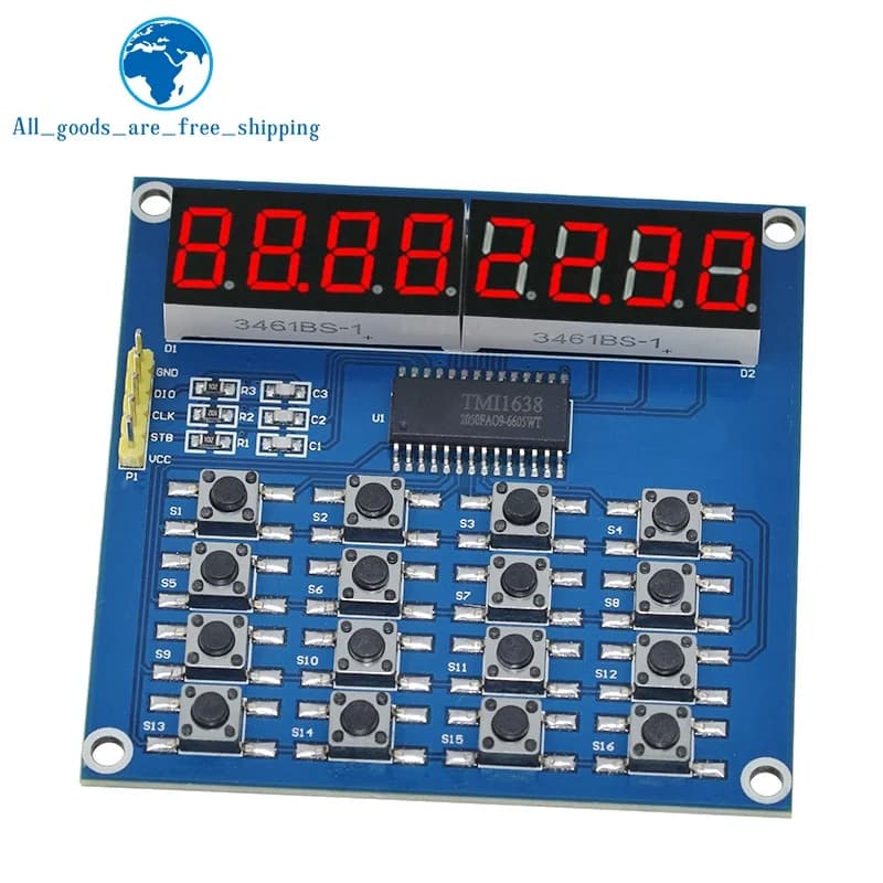 1/3 Pezzi Display LED Digitale TM1638, Scheda Tubo Digitale a 8 Bit, Tastiera a 3 Fili con 16 Tasti, Modulo LED per Arduino