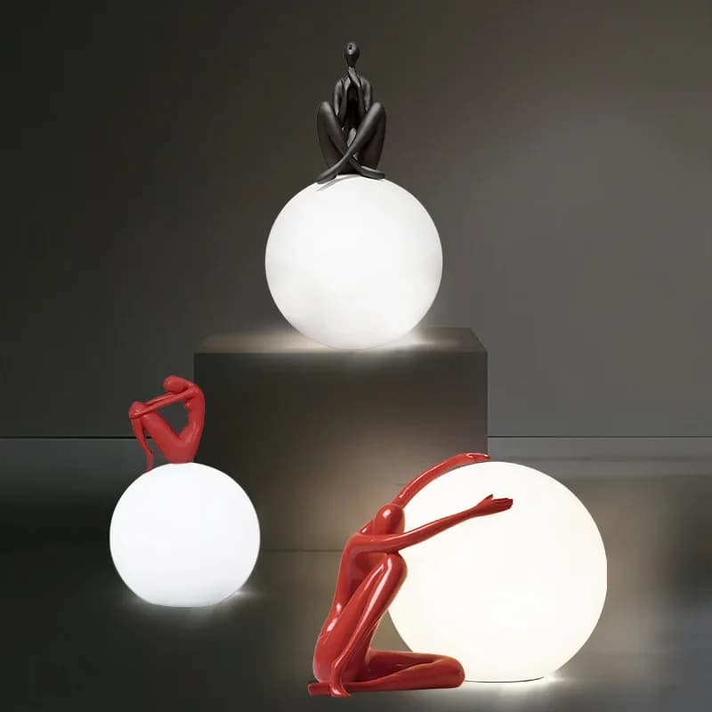 People Holding Ball Table Lamps Home Decor Living Room Creative Circular Acrylic Lampshade Study Bedroom Bedside LED Desk Lights