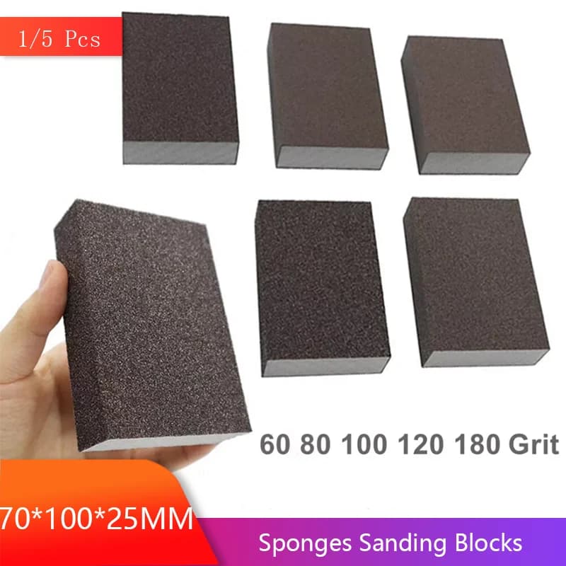 70*100*25MM Spugna Levigatura Blocco 1/5 Pz 60-180 Grana Assortiti Grossolano/Medio/Fine per Macinare Cartongesso Legno Mobili in Metallo
