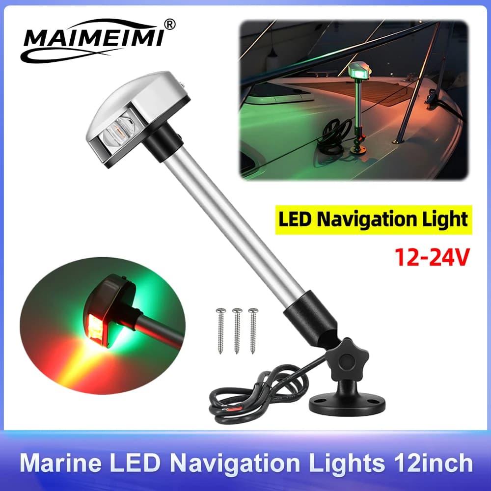 Luce di Navigazione Bicolore da 12 Pollici, Impermeabile, Lampada per Segnalazione di Navigazione, Indicatore Luminoso per Yacht, Barca, Luce di Ancoraggio