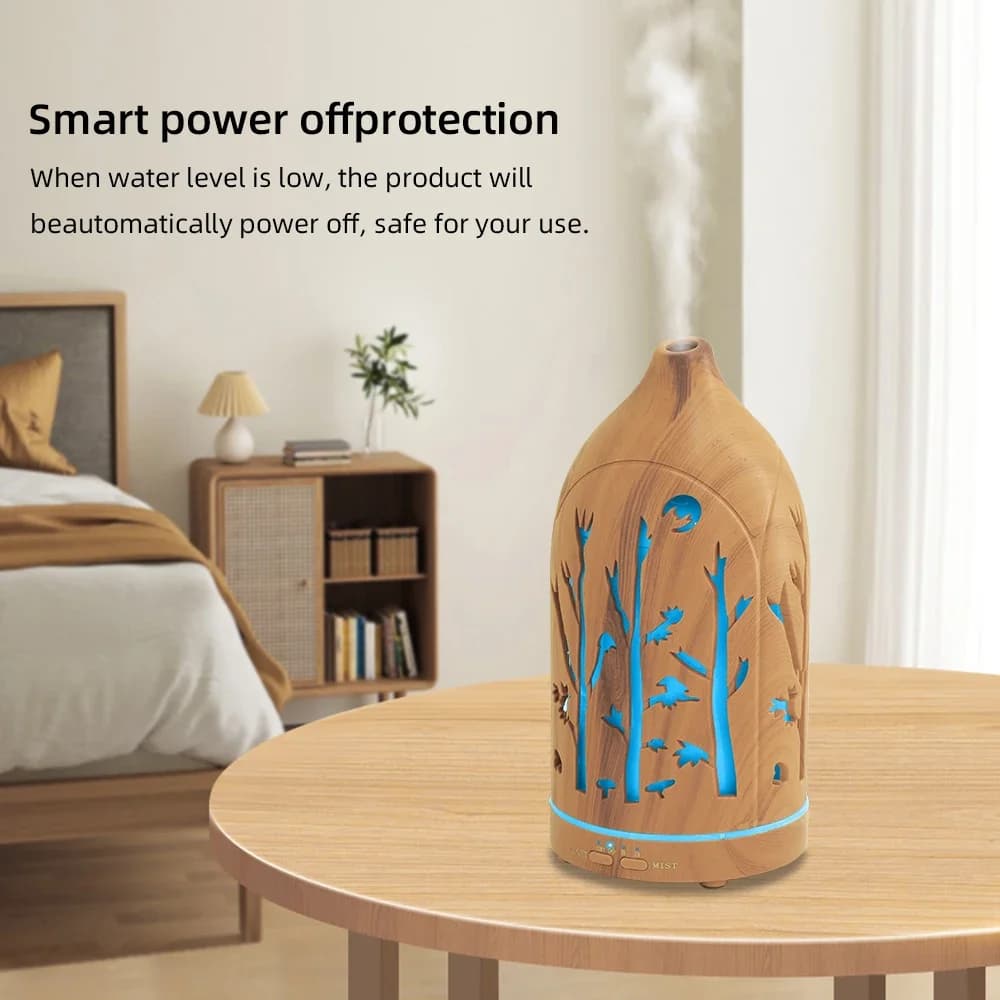 Diffusore di Oli Essenziali LED a 7 Colori, Umidificatore Aromaterapico Ultra Silenzioso, Spegnimento Automatico, Design Elegante e Traforato per Casa e Ufficio