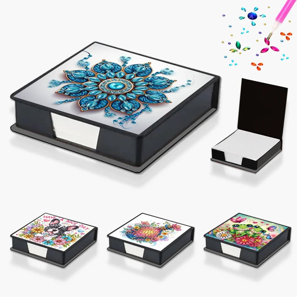 1 set di pittura con diamanti con motivo animale fai-da-te, organizer per carta memo, note artigianali a mosaico, regalo per le vacanze dell'home office per il supporto