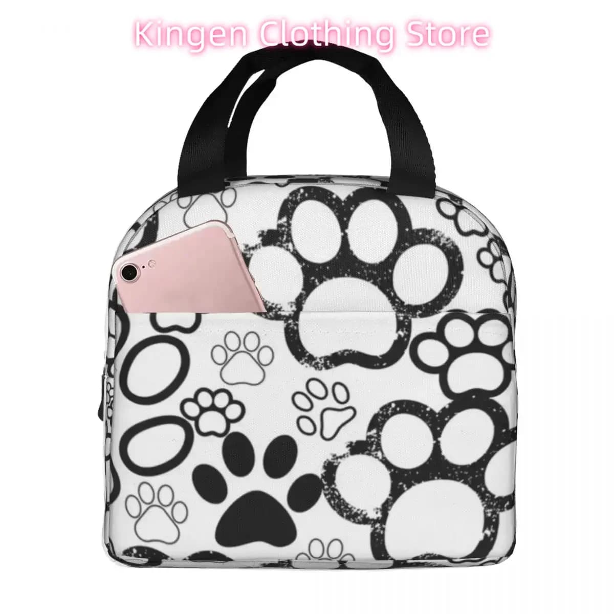 Borsa per il pranzo per uomo Donna Zampe Collage Cani Cane Labrador Bulldog francese Isolato Dispositivo di raffreddamento Impermeabile Picnic Lavoro Lunch Box Borse