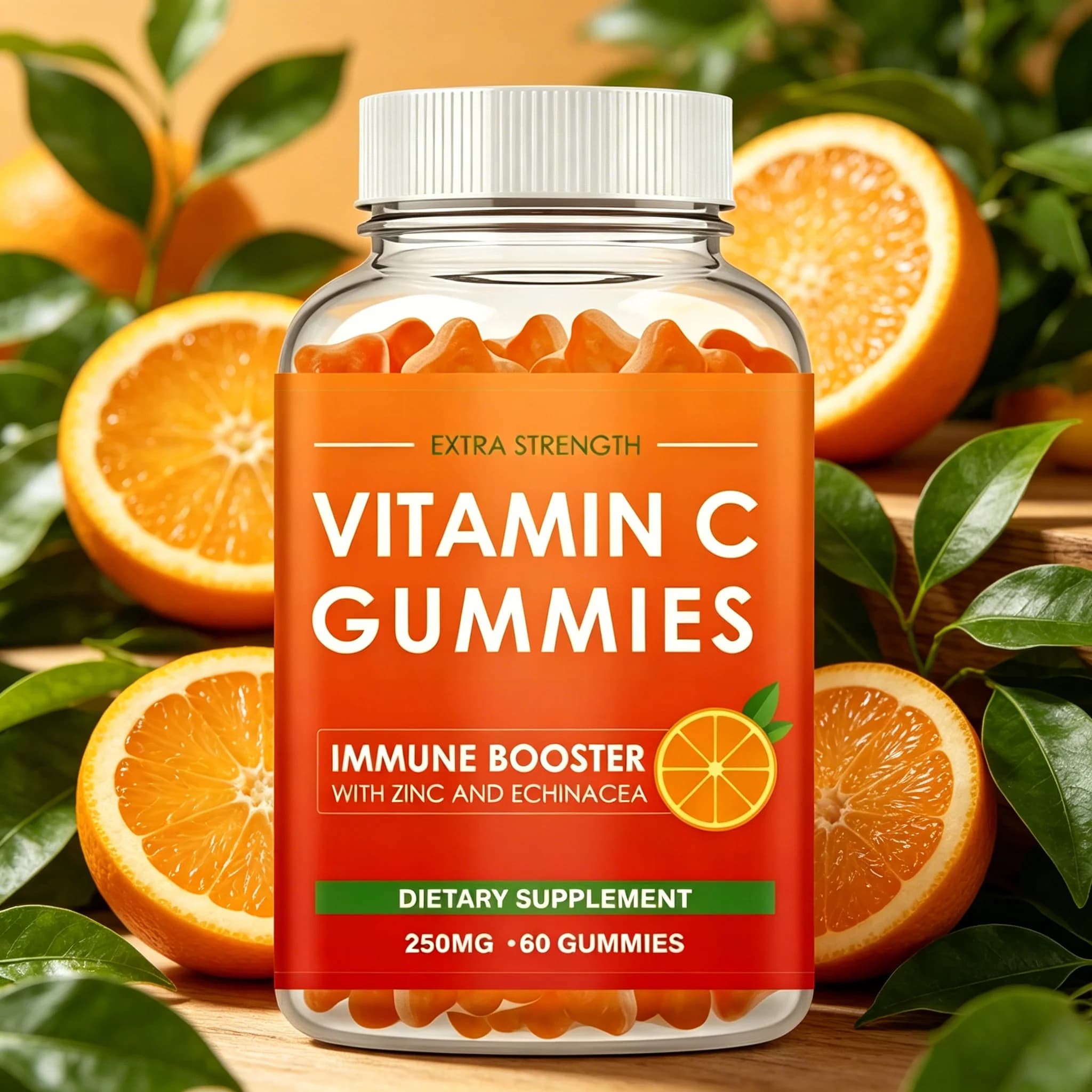 Integratore di Vitamina C - Potenti proprietà antiossidanti che supportano la produzione di energia, l'immunità e il collagene della pelle - 60 caramelle gommose