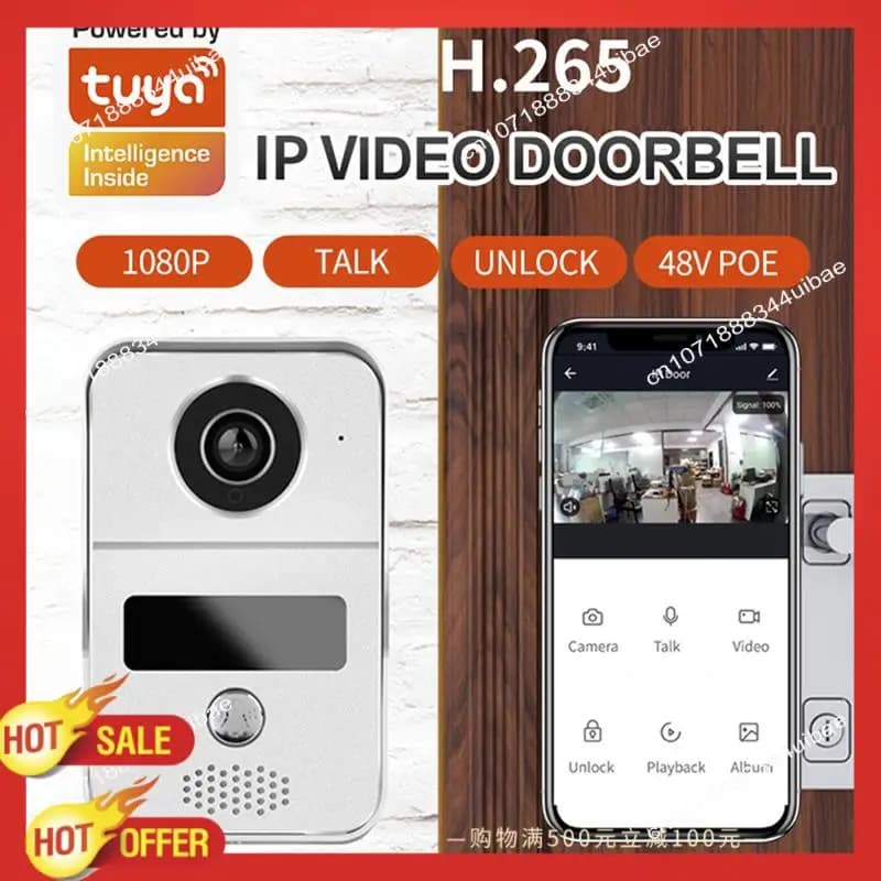 B47C 1080P 10 pollici 7 colori Touch Screen Wireless Wifi Video campanello Smart TUYA Kit citofono domestico per accesso RFID Spina UE