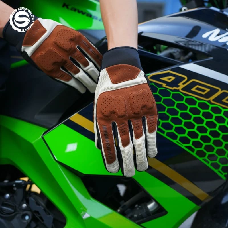 Star Field Knight Full Finger Motorcycle Riding Gloves Summer Breathable Non-slip Wear-resistant Cushioning Joint Protection