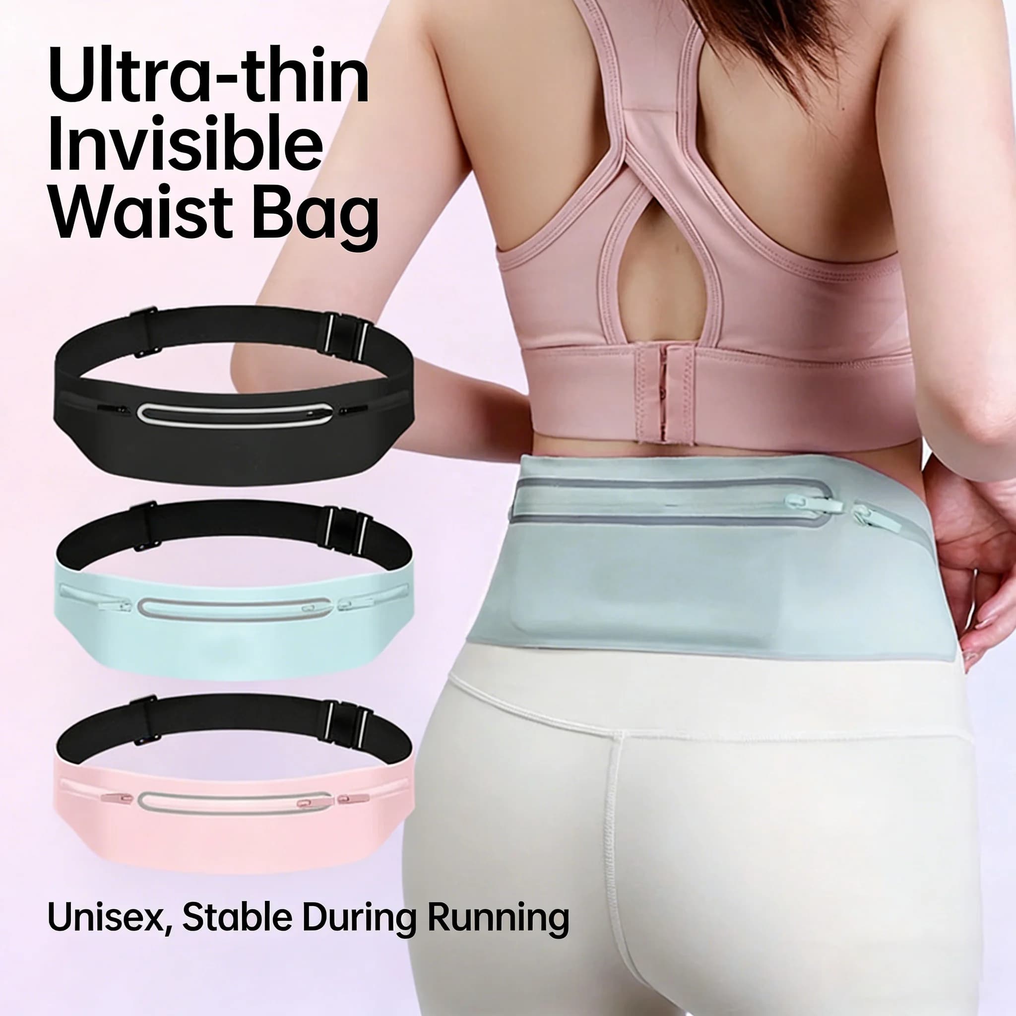 Waterproof Running Waist Fanny Pack Belt Bag, Lightweight Sports Phone Pouch, Universal Gym Workout Accessory for Men Women