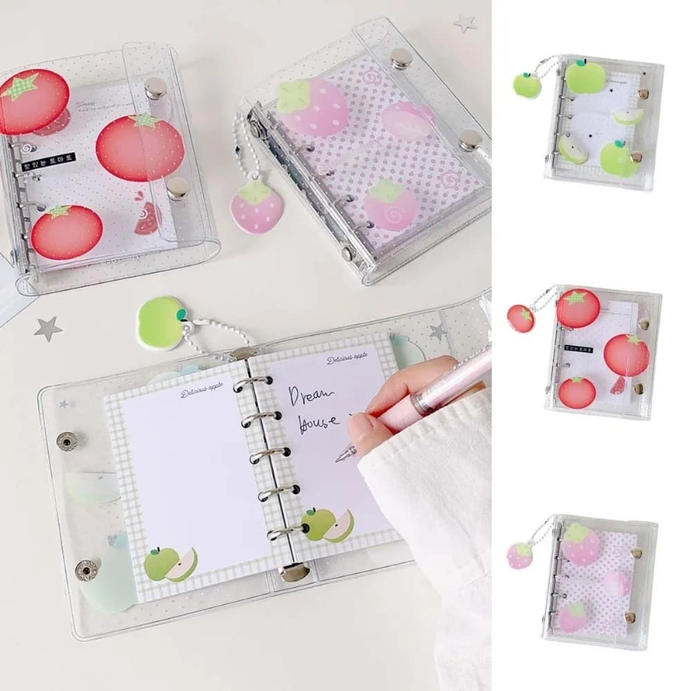Fruits Korean Style Pocket Planner Spiral Bound PVC Transparent Mini Notepad Strawberries Tomatoes Multi-Purpose Business Memos