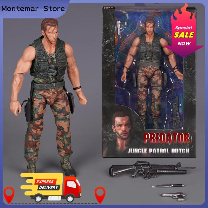 Nuova Action Figure Neca Predator Jungle Extraction Dutch, Statuetta di Schwarzenegger, Modellino da Collezione, Decorazione da Scrivania, Regalo