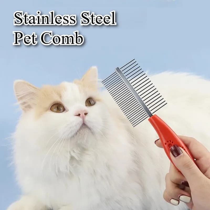 Pettine per Toelettatura Animali Domestici, Pettine a Doppia Faccia in Acciaio Inox per Cani e Gatti, Anti-Pulci, Accessori per Cani, Prodotti per Animali