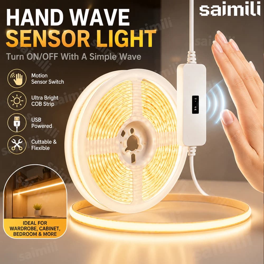 COB LED Light Strip Gesture Sensor Switch Control Dimmer Easy to install Suitable For Bathroom Mirror Kitchen Cabinet Lighting
