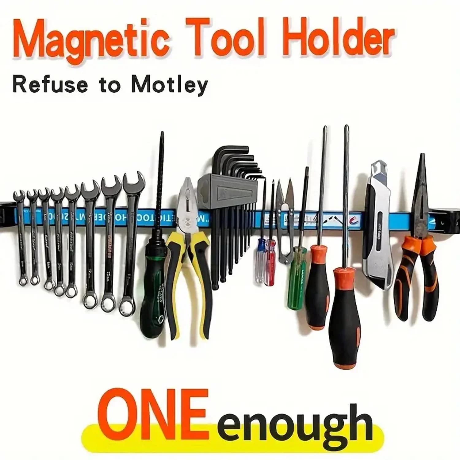 Forte portautensili magnetico Chiave per barra portautensili magnetica per carichi pesanti Organizzatore per garage Barra portaoggetti per attrezzi montata a parete Rack per strisce