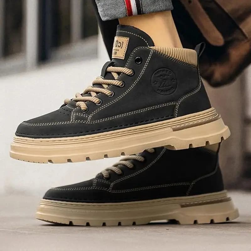 Scarpe casual da uomo con velluto di altezza maggiorata per mantenere calde le scarpe casual da escursionismo leggere e medie da uomo con suola spessa