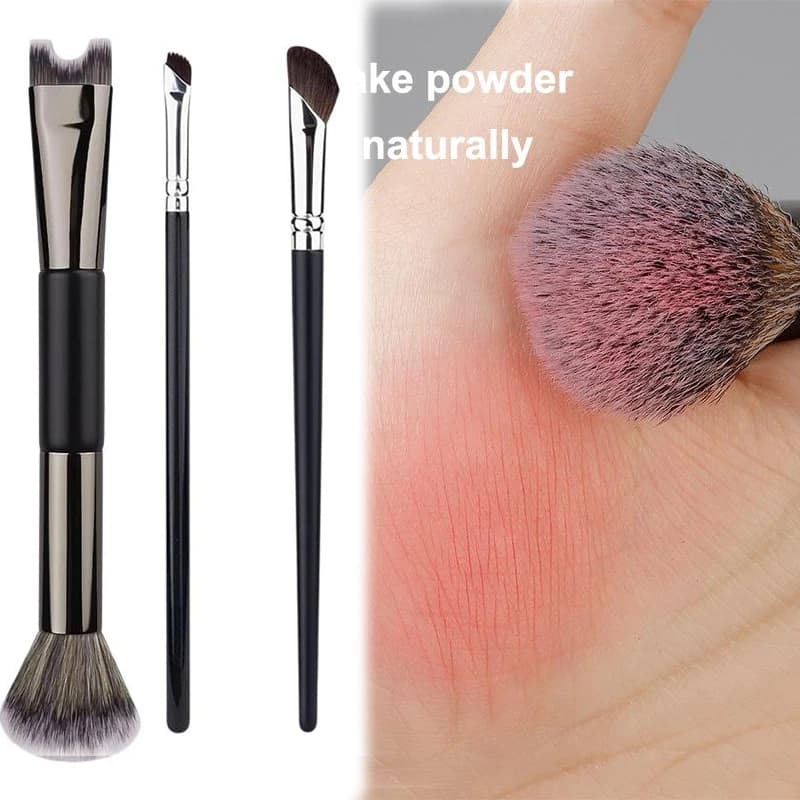 Set di pennelli per il trucco a doppia testa a forma di U, pennelli per il contorno del naso, pennelli per il contorno degli occhi e del viso per uno scultoreo preciso del naso, strumenti per il trucco.