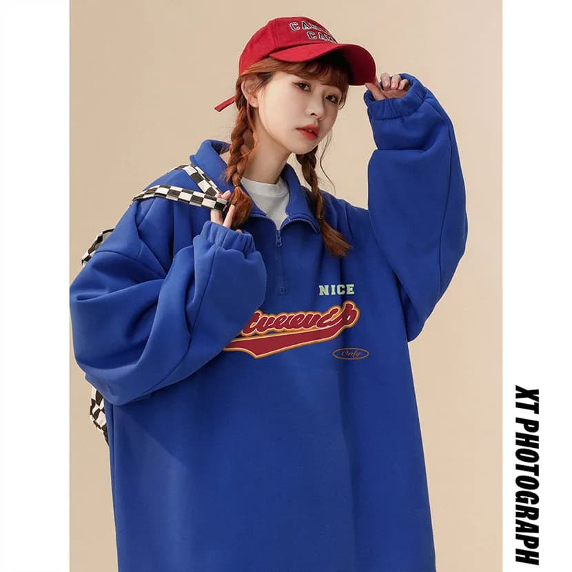 Felpa con Cappuccio Semi-Zip da Uomo, Nuova Collezione Primavera Autunno, Semplice e Comoda, Top Casual con Stampa Lettering, Abbigliamento Esterno Autunnale