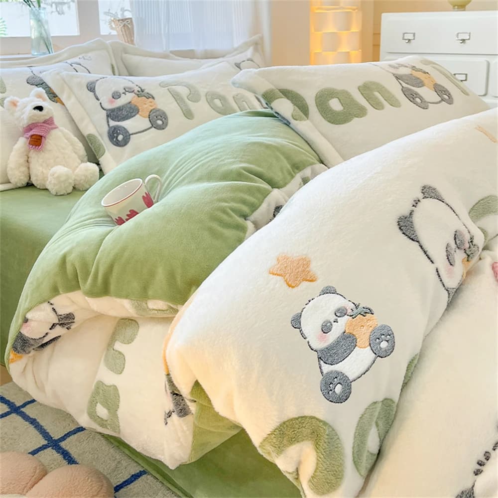 Set of bed linen thickened in milk velvet Cartoon Set of warm duvet cover autumn winter Set duvet for the house Federa Soft bedding set