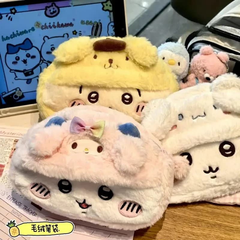 Kawaii Anime Plush Pen Case Cartoon Usagi Hachiwareas Stationery Box Large Capacity Pen Case Student Stationery Gift In Stock