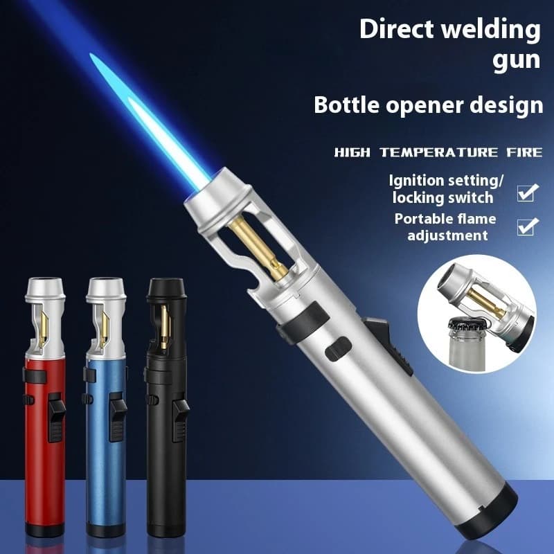 Potente accendino a gas in metallo antivento da cucina torcia da cucina getto di fiamma barbecue accessori per fumatori accendini per sigari regalo da uomo