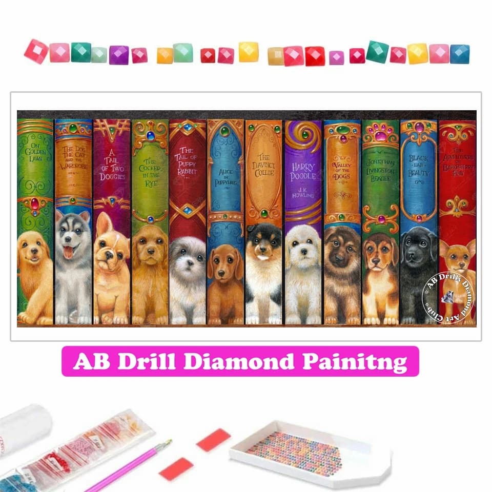 5D fai da te AB trapani pittura diamante mosaico cane libreria di Randal Spangler opere d'arte ricamo punto croce strass decorazioni per la casa