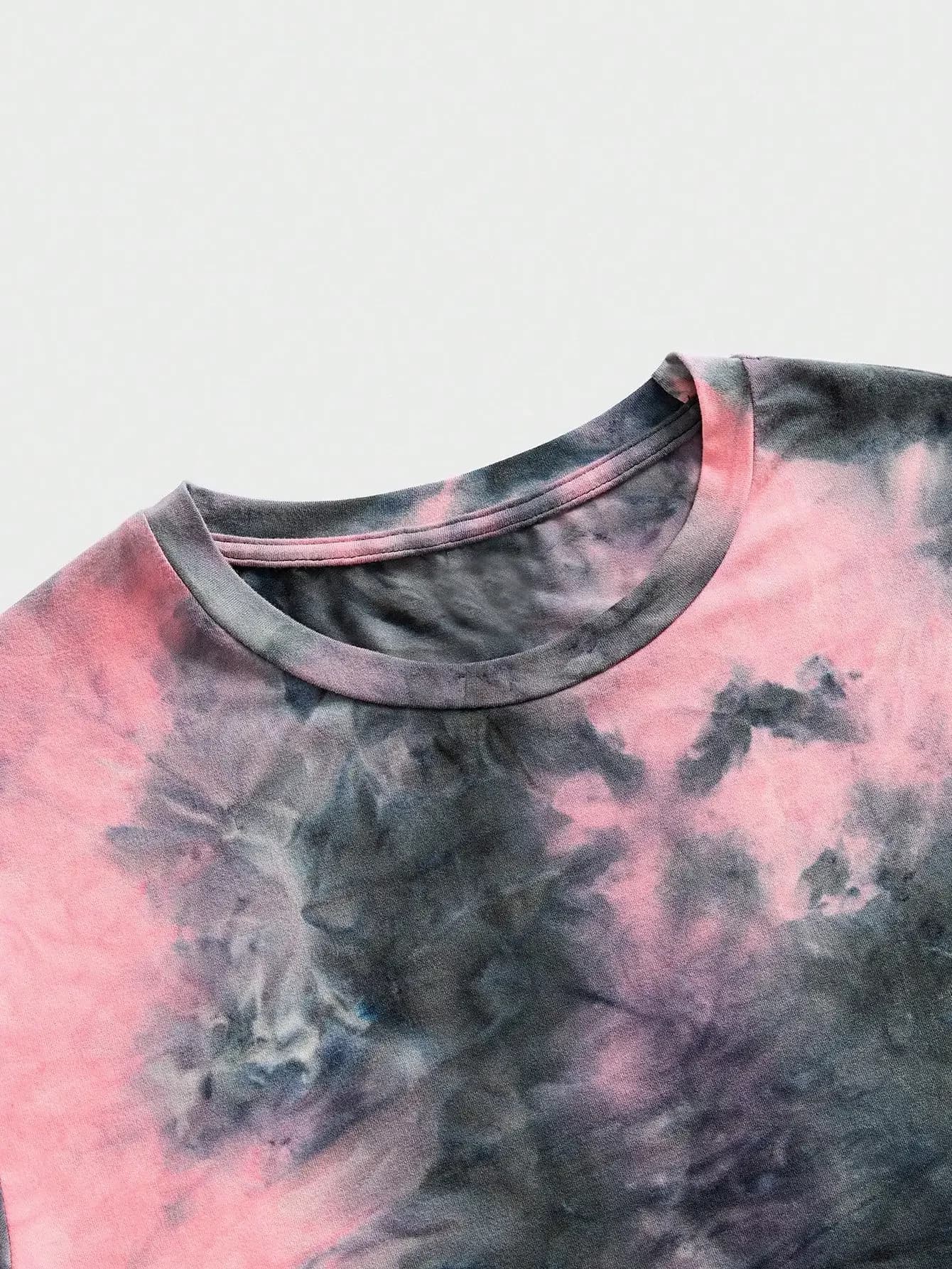 T-shirt casual da uomo a maniche corte con stampa tie-dye e girocollo