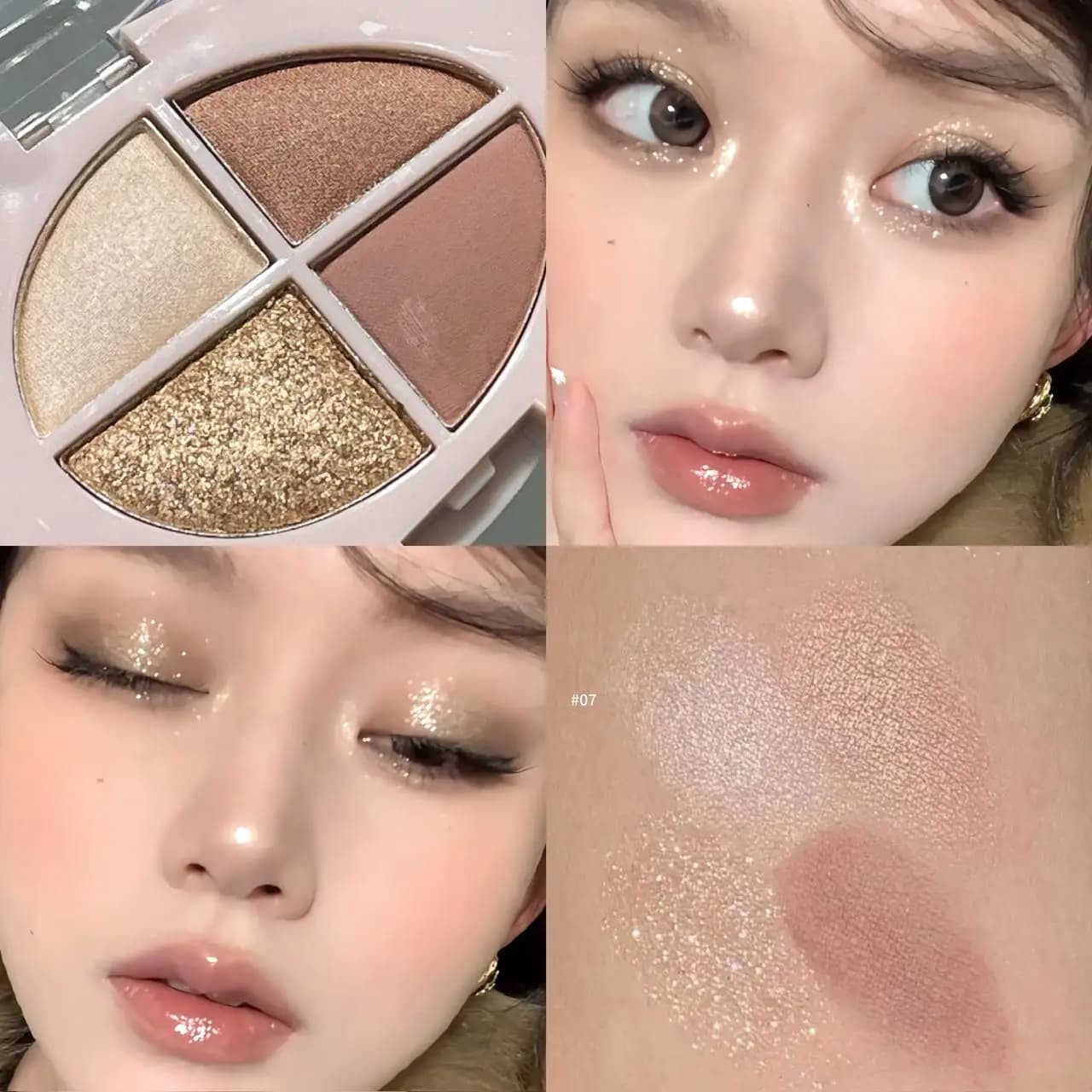Herorange Sweetheart Gravity Palette di ombretti a quattro colori, base opaca, brillante perlescente, illuminante con shimmer fine, una palette per il trucco degli occhi e l'illuminazione, texture in polvere fine, senza residui in polvere, impermeabile e resistente al sudore, compatto e portatile, conveniente e facile da usare, adatto ai principianti, adatto per l'uso quotidiano, feste e viaggi.