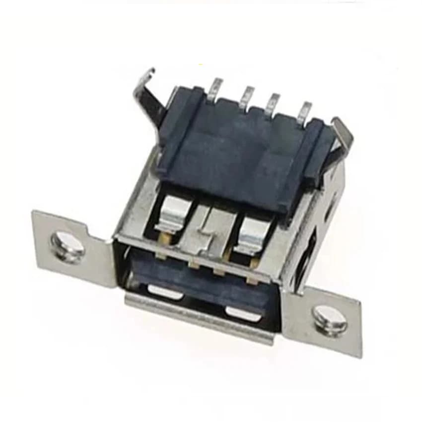 Sedile femmina USB 2.0 A / F SMT femmina con foro per vite Scheda plug-in orizzontale con piede piegato 4P con foro di fissaggio/orecchio
