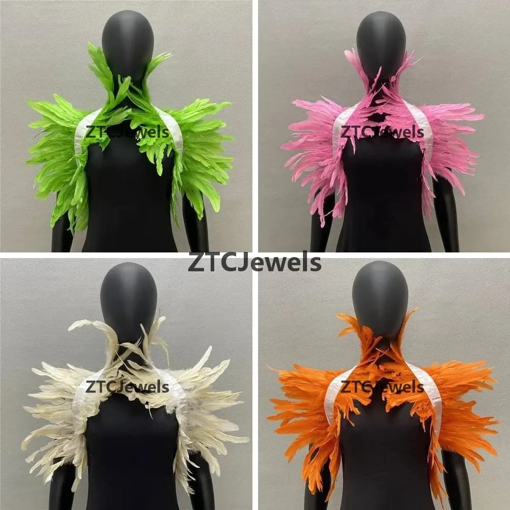 Sciarpa con colletto in piume gotiche per cosplay, scialle nero con piume naturali per uomo e donna, accessorio per costume da festa di carnevale
