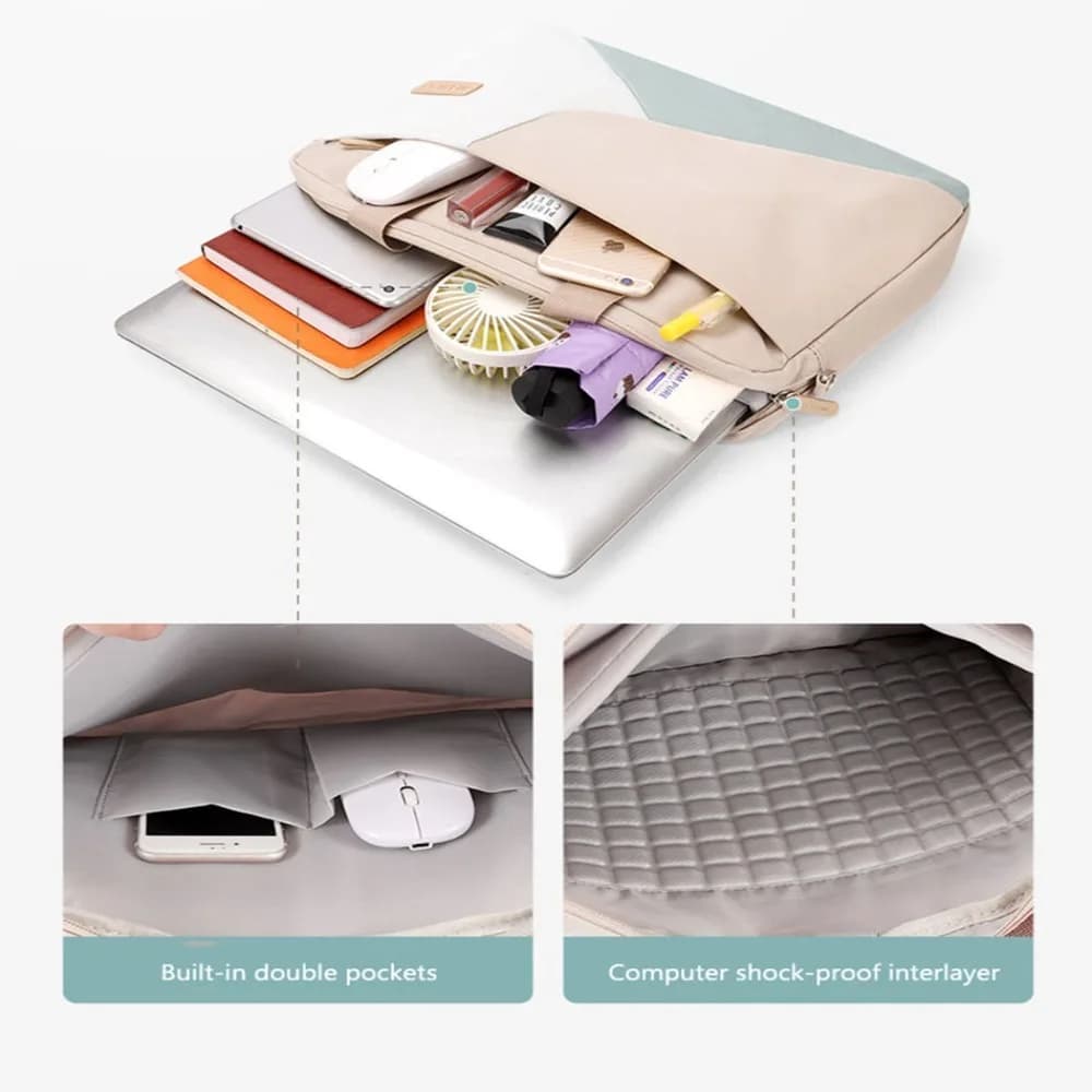 Borsa a custodia per laptop antiurto, sottile ed elegante, borsa con maniglia per notebook da 15,6 pollici, custodia protettiva per computer in tessuto Oxford resistente