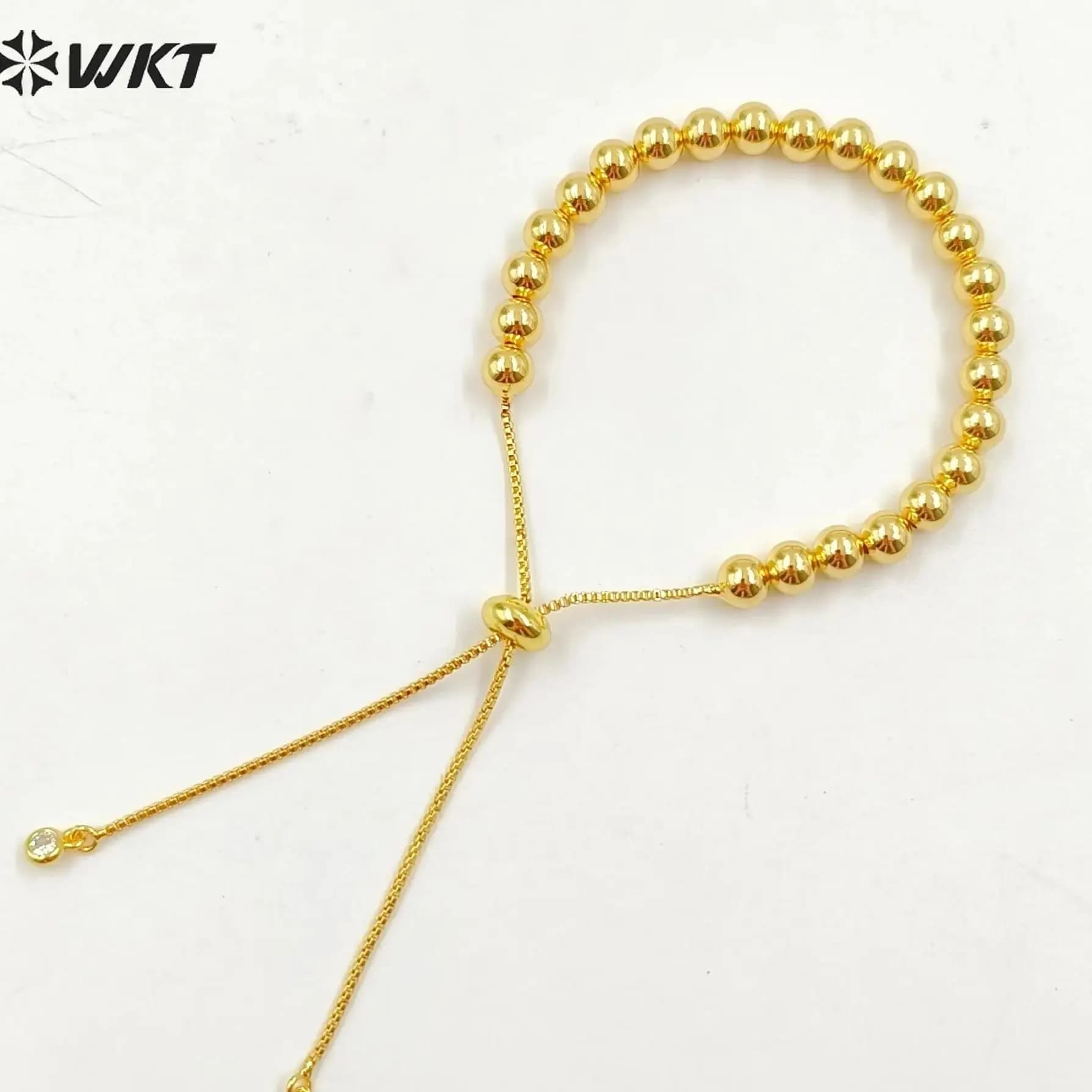 WT-JF341 Incredibili perline rotonde flessibili 18K Resiste all'appannamento Bracciale regolabile a catena Design unico 10 pezzi