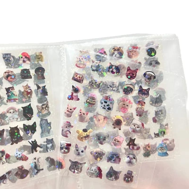 10 pezzi adesivi laser gatto promemoria pet glitter impermeabile traslucido divertente cancelleria carino materiali per scrapbooking forniture artigianali