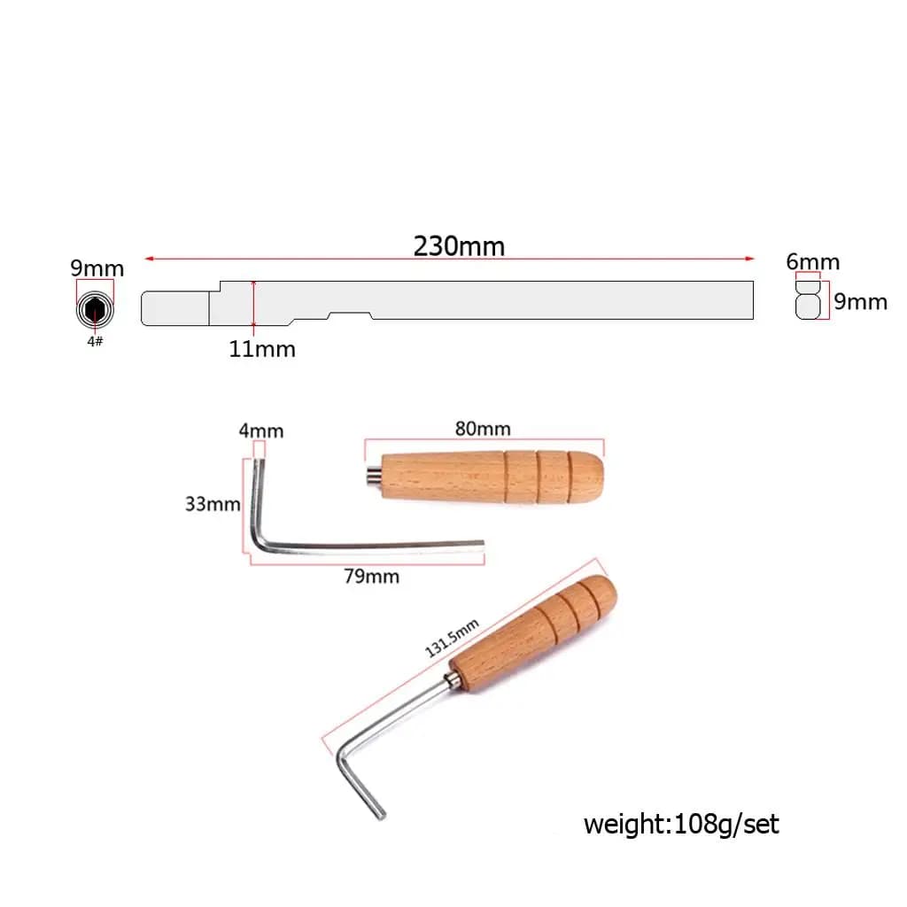Kit Asta di Regolazione per Mandolino e Ukulele, Strumenti di Riparazione in Ferro e Legno, Forniture per Liutai, Chiave Regolabile per la Manutenzione di Strumenti Musicali