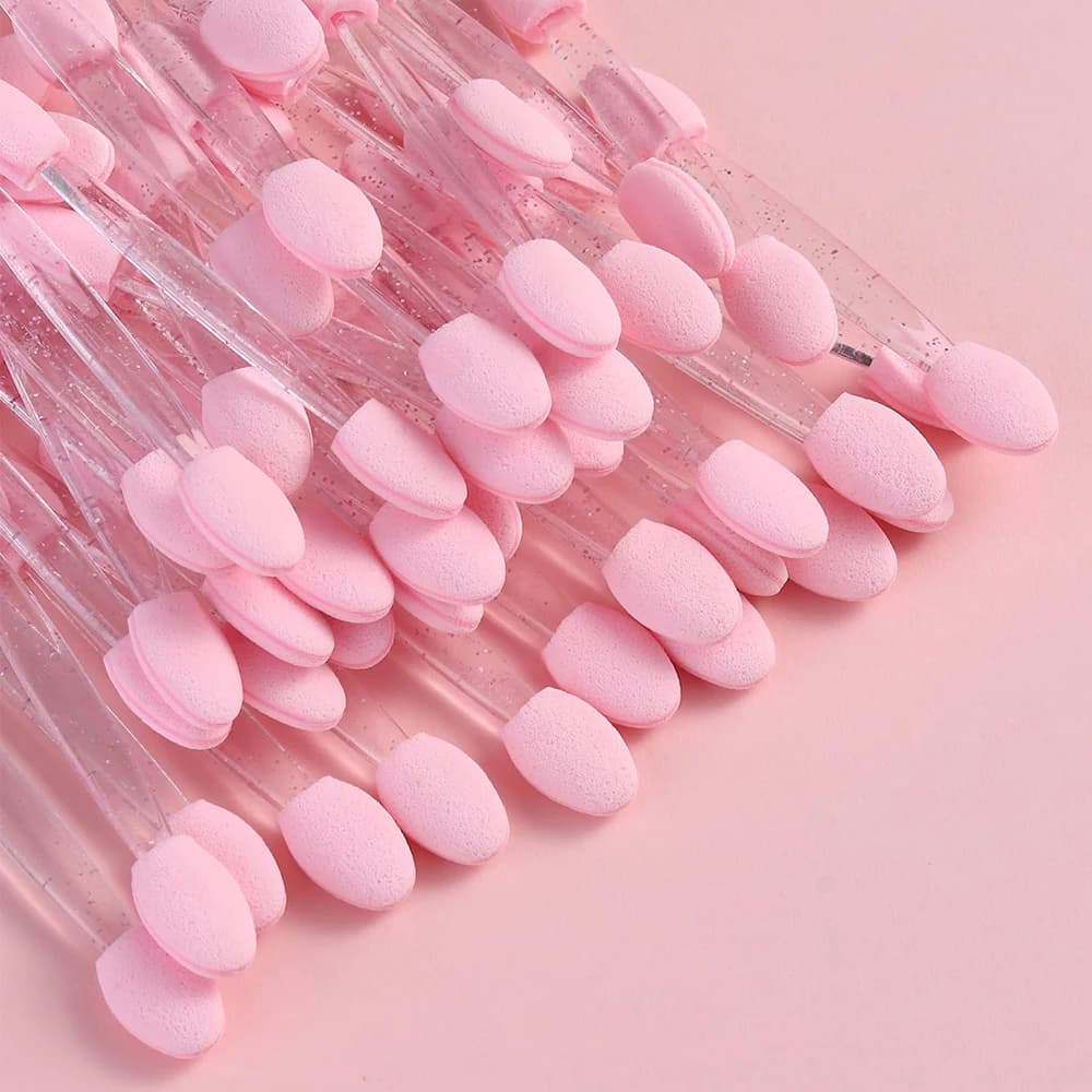 50pcs/pack Chrome Glitter Pen Applicator Dual-end Eyeshadow Sponge Women Home Makeup Nails DIY Brushes Glitters Painting Pen