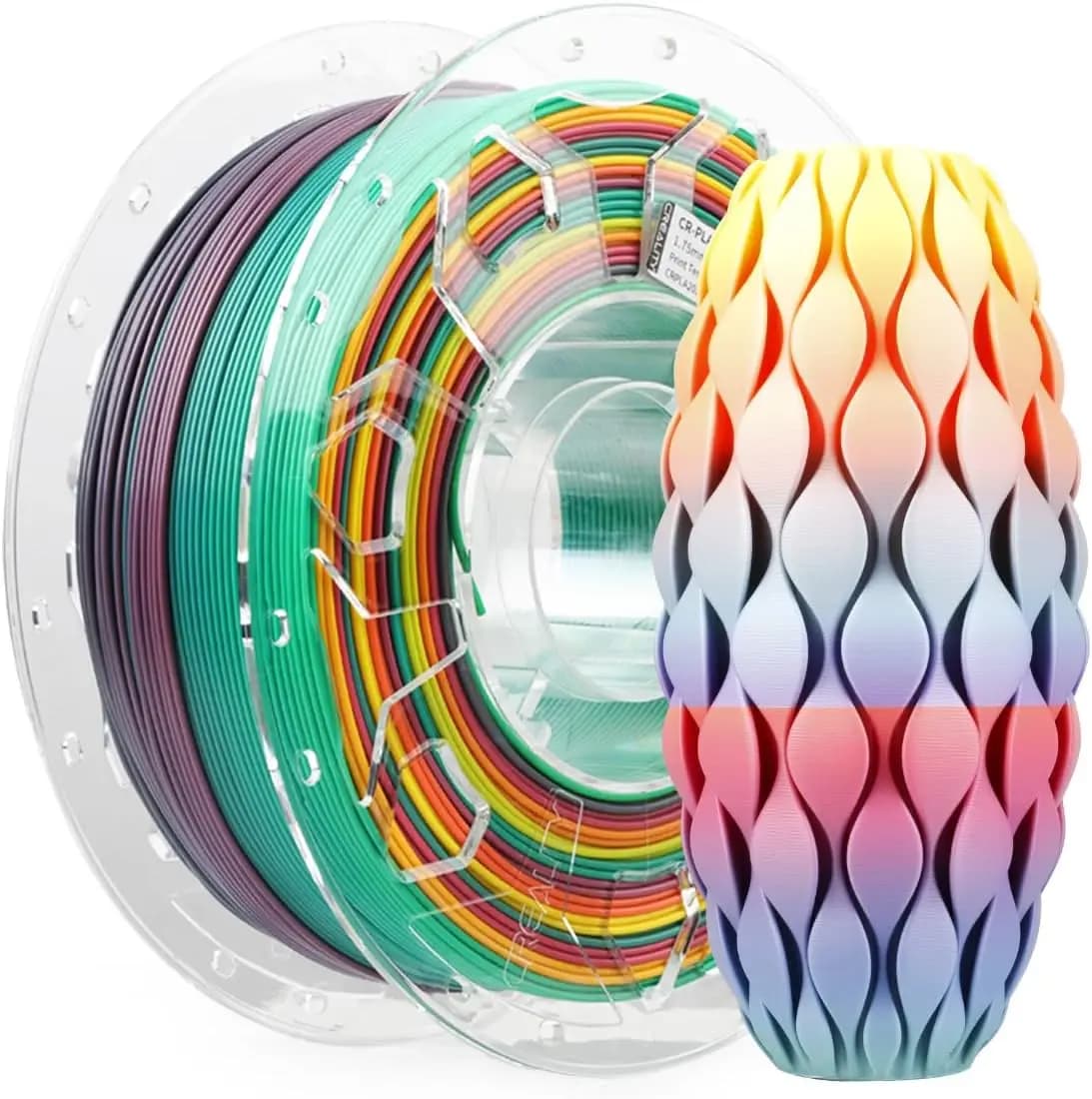 Rainbow PLA Filament 1.75mm, 1kg Spool, Enhanced Toughness, No Warp, ±0.03mm Accuracy for FDM 3D Printers