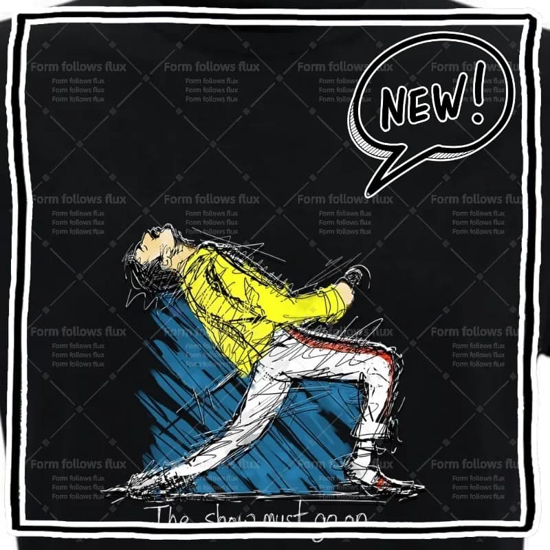 T-shirt con cappuccio da uomo 2026, stile fumetto disegnato a mano, Freddie Mercury – Queen – The Show Must Go On, Rock The Singers, unisex, taglie S-6XL Plus