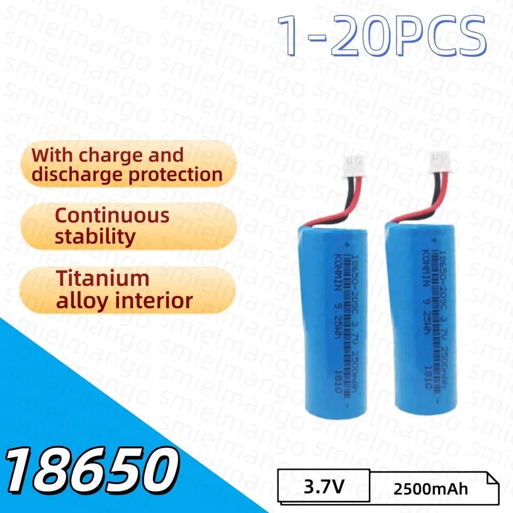 Batteria al litio ricaricabile 18500 da 3,7 V 2500 mAh, adatta per torce elettriche, spazzolini elettrici, radio, tastiere e mouse