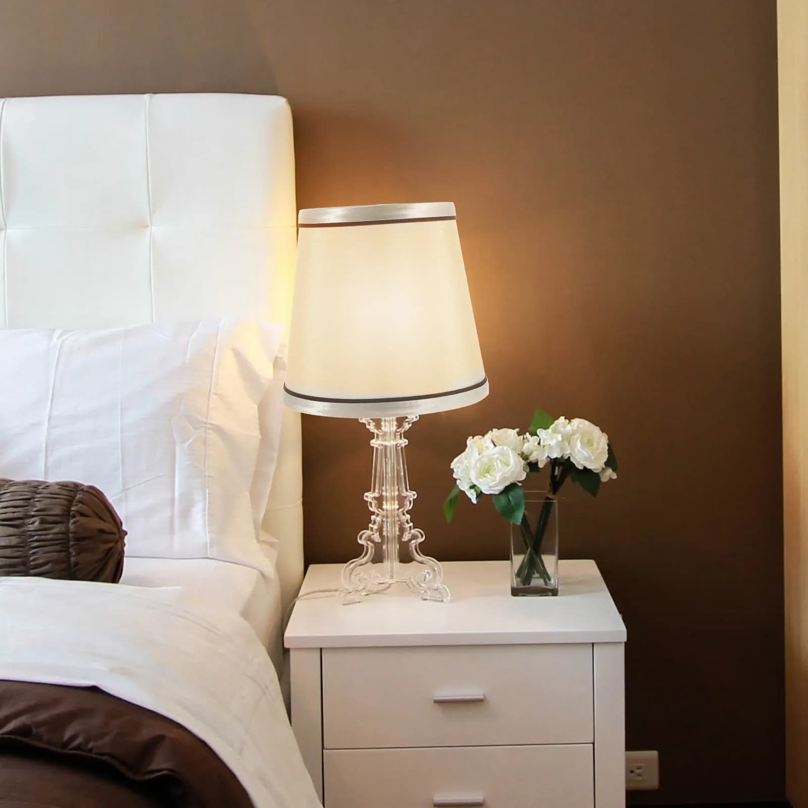 Replacement fabric shade, durable metal frame, modern lamp for table lamp, bedroom, living room, hotel