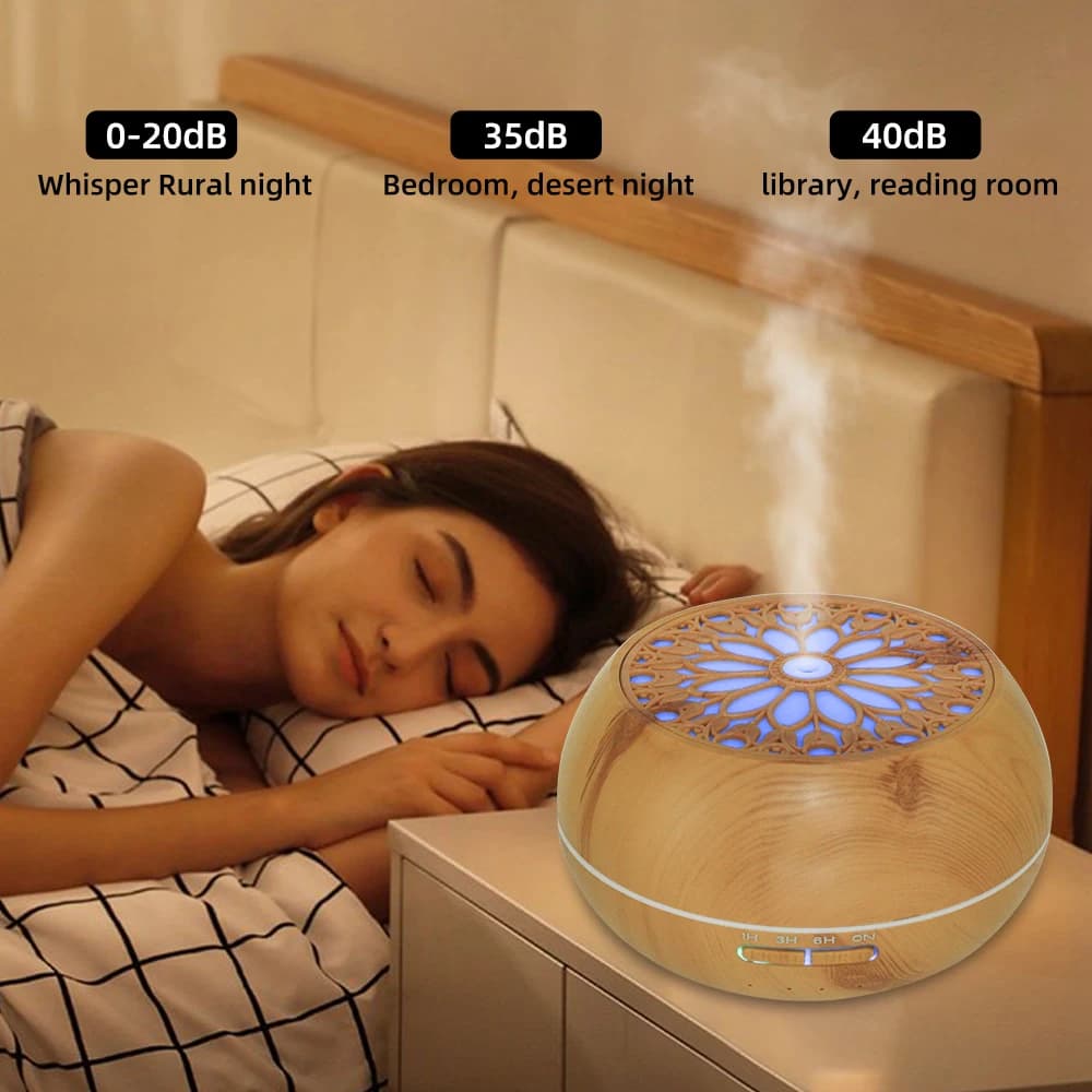 Diffusore di Oli Essenziali da 550ml con 6 Oli, Tecnologia Soundwave, Telecomando e Spegnimento Automatico per Casa, Ufficio e Camera da Letto
