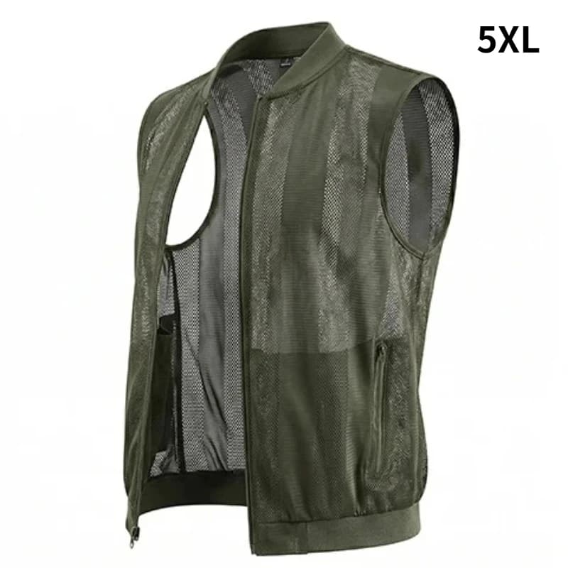 New Summer Men Mesh Hollow Waistcoat Breathable Outdoor Sports Coat High-Quality Design Leisure Vest Men's Biker Vests Size 5XL