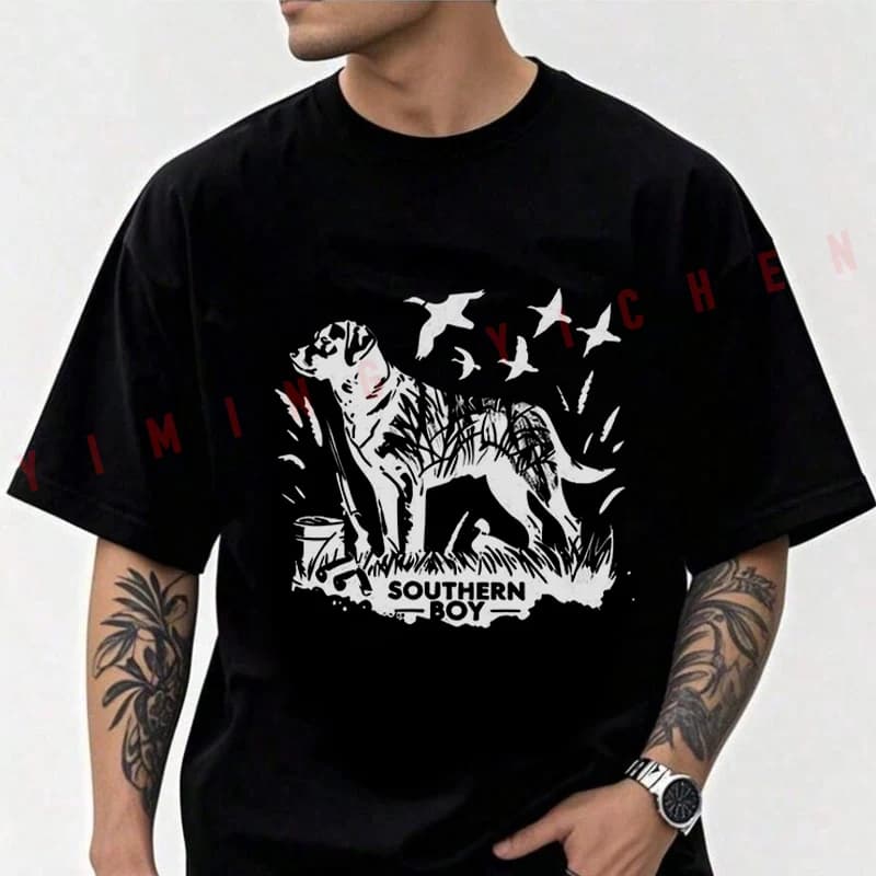 2026 Cotton Casual T-shirt Southern Boy Duck Hunting Pattern Moto Tshirt Mens Summer Cycling Sportswear Tops Tee
