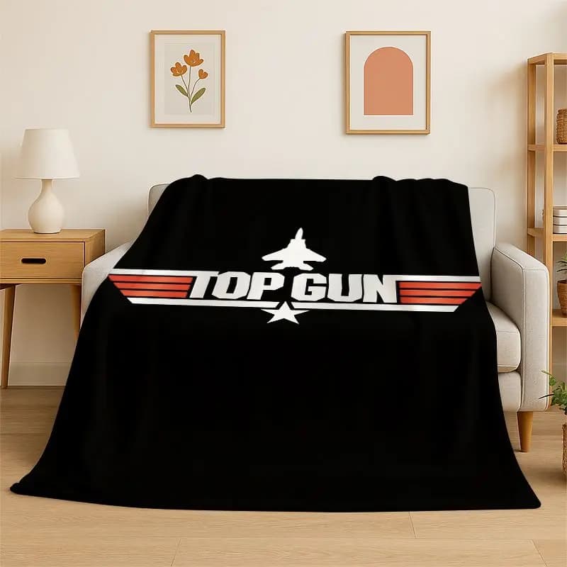 Classic Movie Top Gun Sign Tom Cruise Flannel Blanket Soft Warm Throw Blanket for Bedroom Living Room Bed Travel Picnic Gift