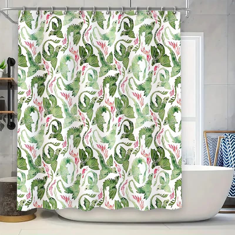 Tenda da doccia botanica Verde tropicale Modello di foglie Decorazioni per il bagno Sfondo in tessuto impermeabile stile fattoria
