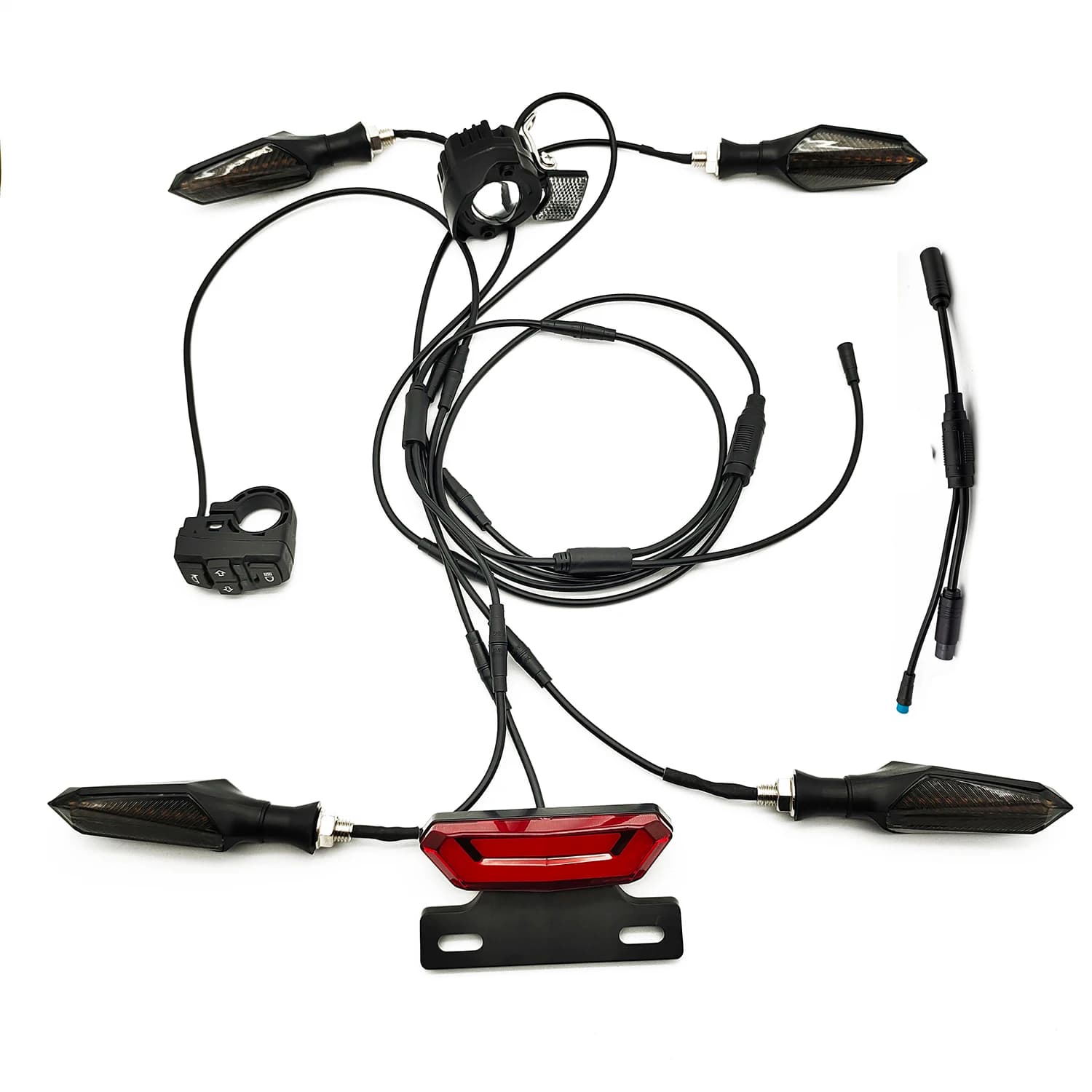 Bicicletta elettrica Impermeabile Cavo di Luce Set Anteriore Posteriore Lampeggiante Dinamico Indicatori di direzione 24V 36V 48V 52V 60V Per BAFANG KUNTENG
