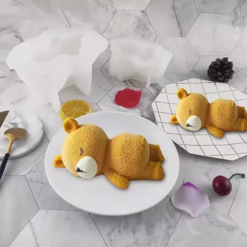 Stampo in Silicone per Torta Mousse a Forma di Orso Dormiente 3D, Decorazione per Cupcake e Gelato Fai-da-Te