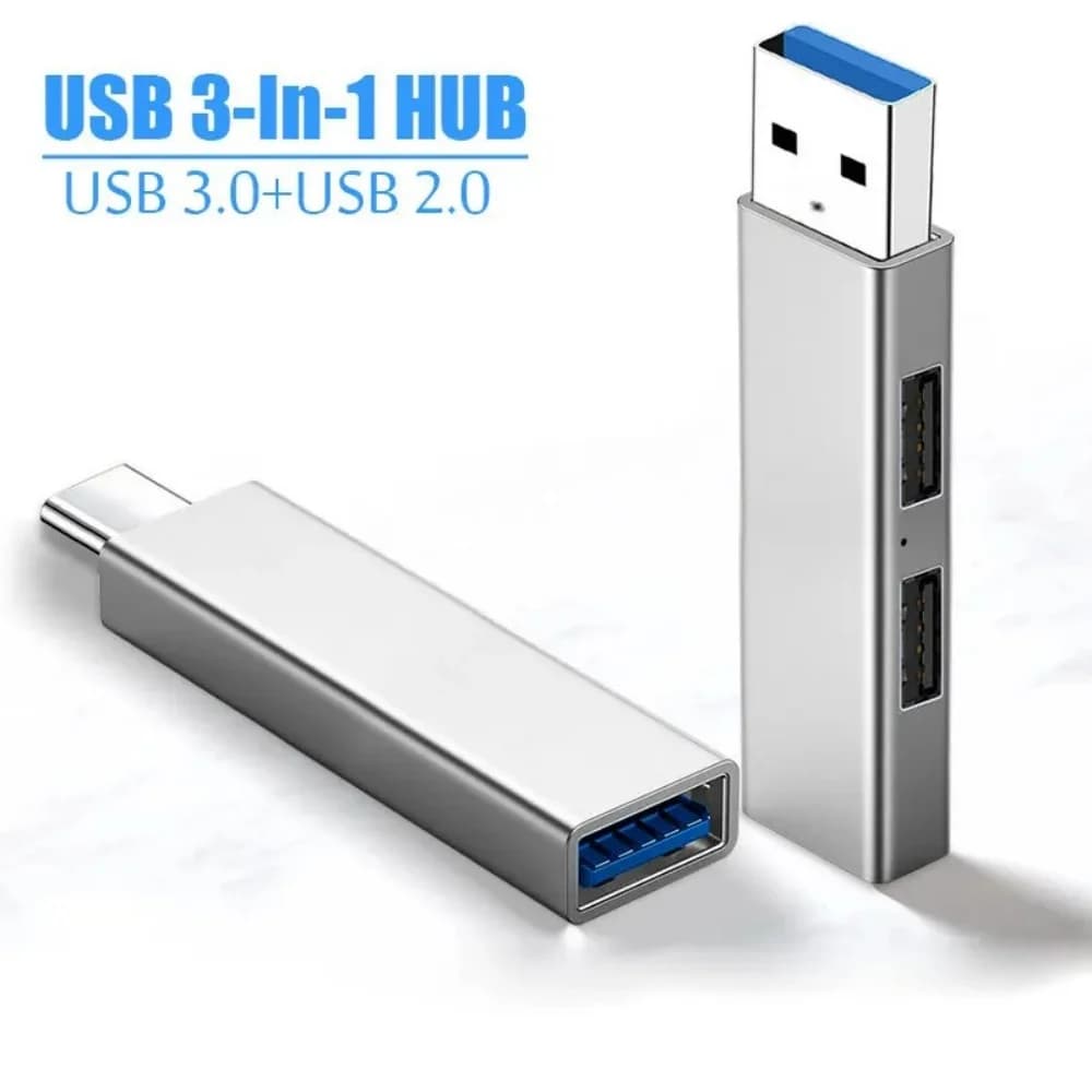 Hub USB 3.0, Hub USB 2.0, Splitter USB Multiplo, Hub con Adattatore di Alimentazione, 3 Porte, Espansore Multiplo 2.0, Hub USB 3.0 per PC e Computer